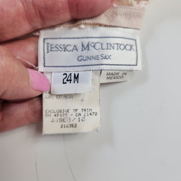 Vintage Jessica McClintock Gunne Sax Girls 24 month Lace Trim Dress Floral - Picture 8 of 11